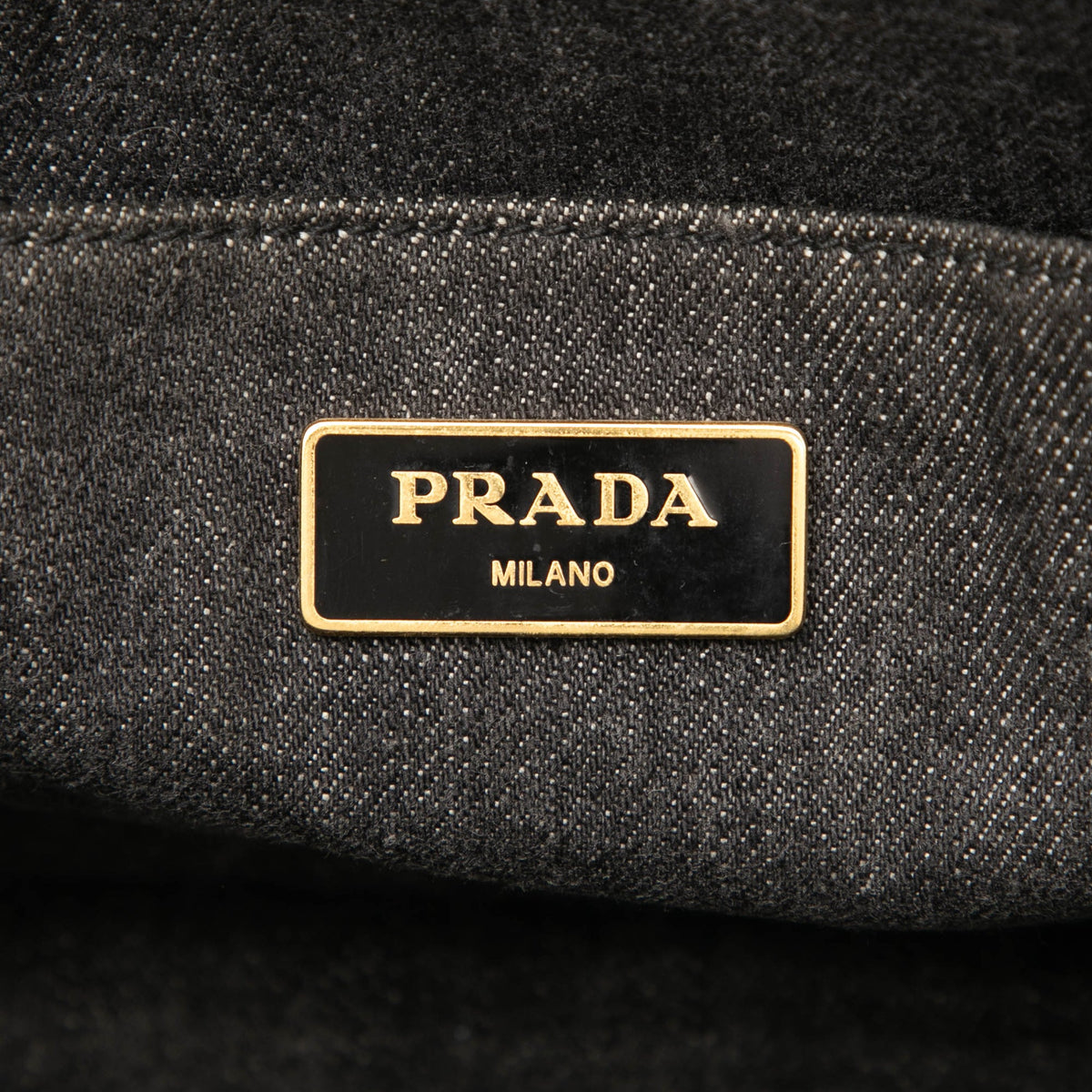 Prada Small Denim Canapa Logo Tote — Gray