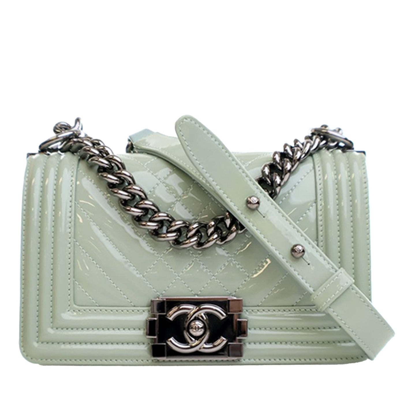 Chanel Small Quilted Patent Boy Flap