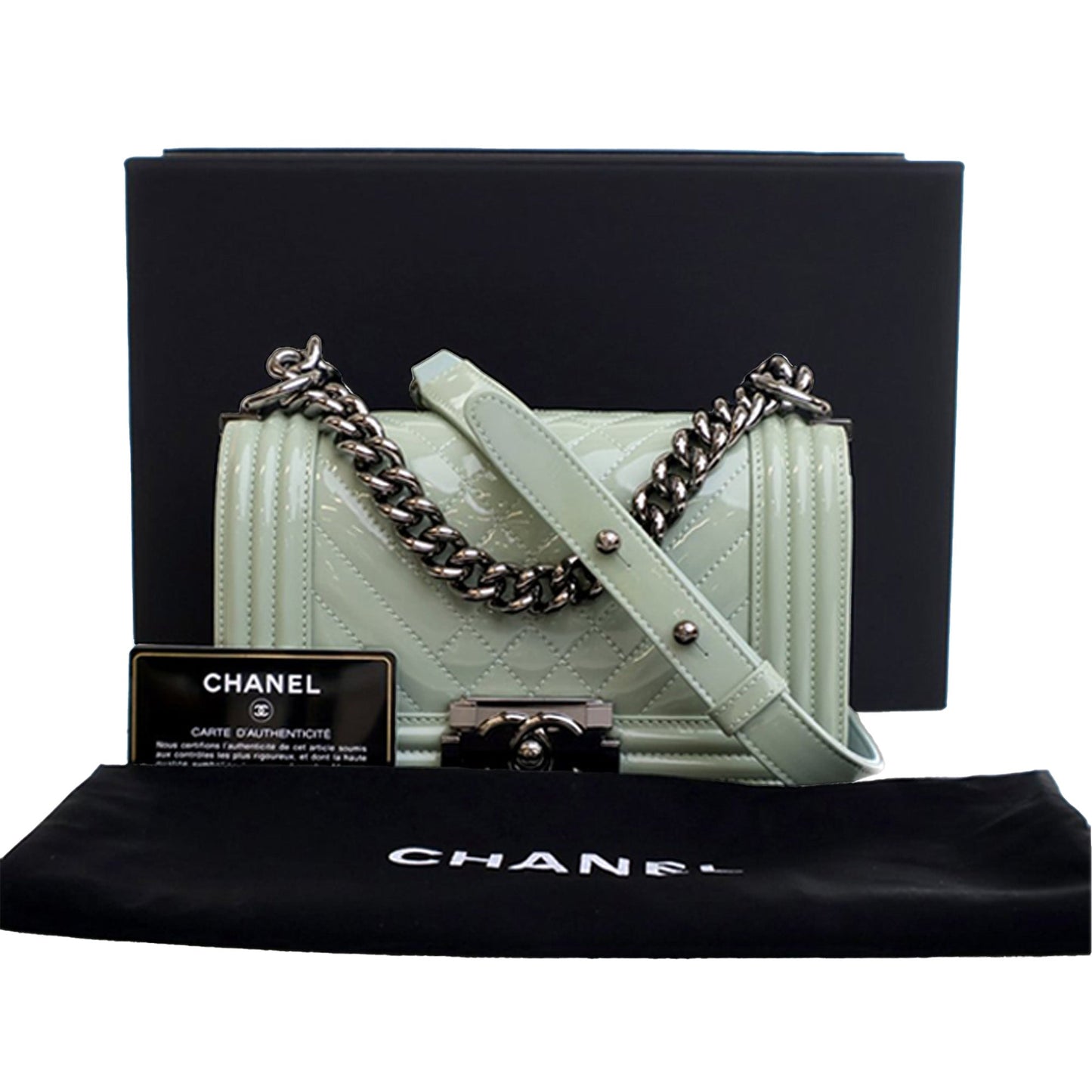 Chanel Small Quilted Patent Boy Flap