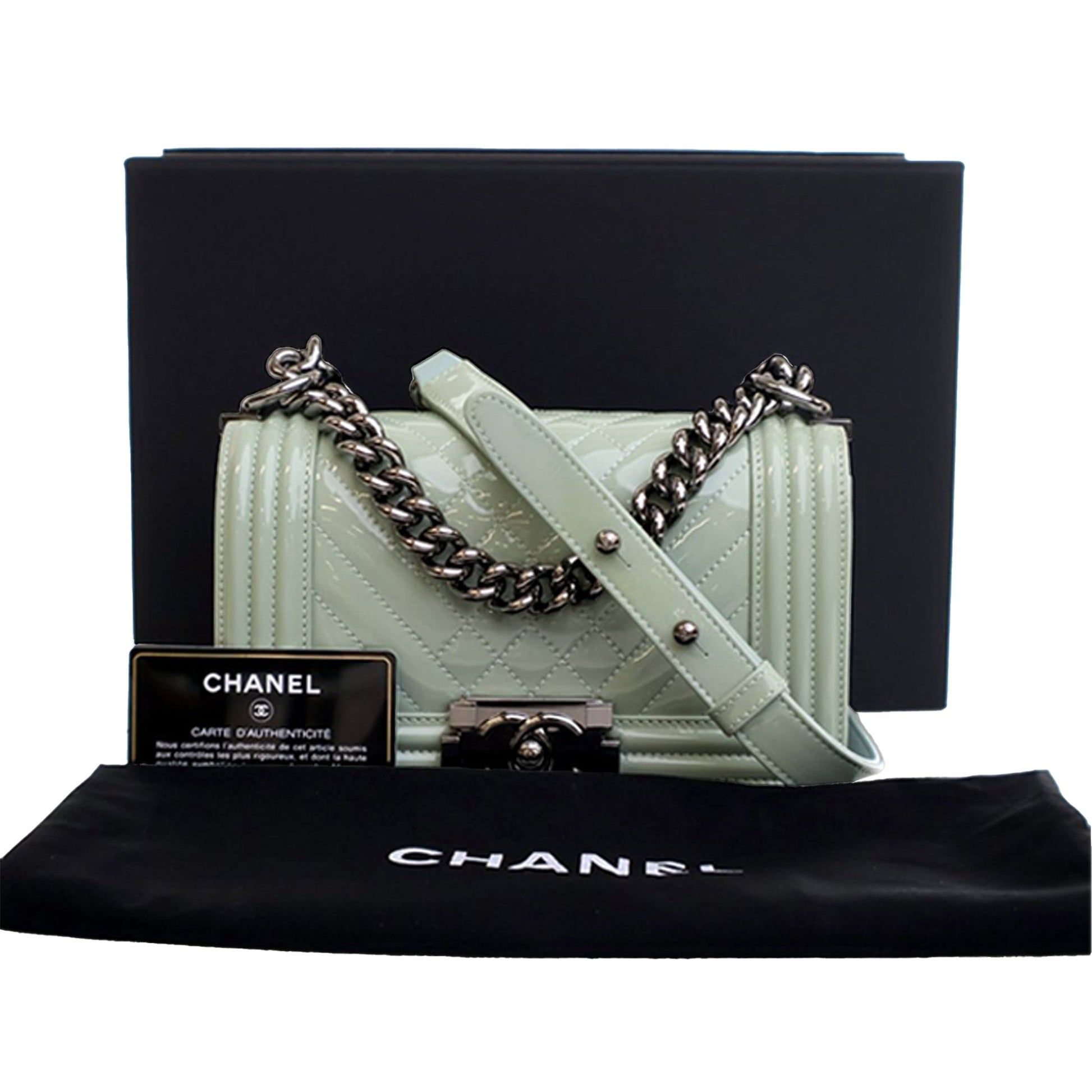 Chanel Small Quilted Patent Boy Flap