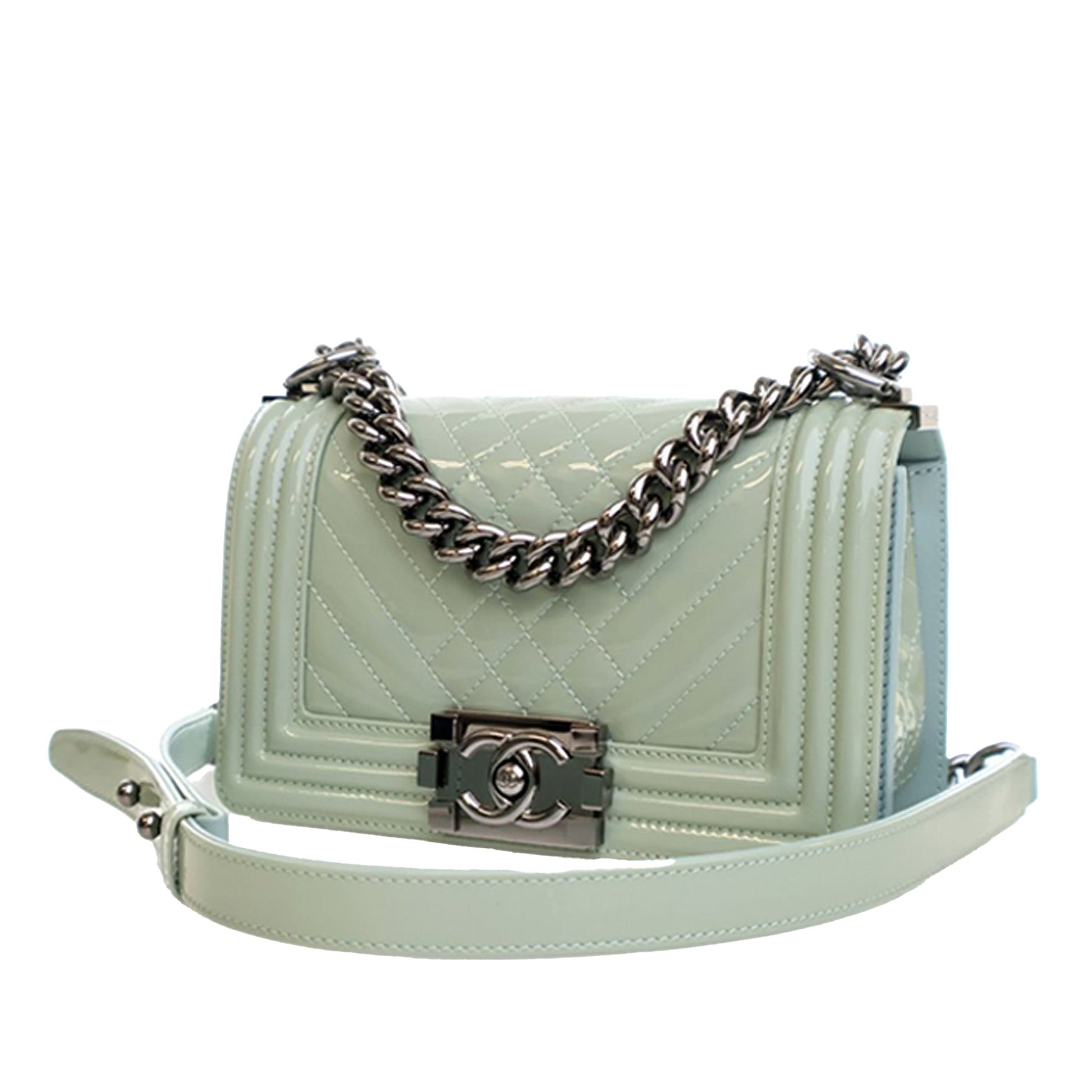 Chanel Small Quilted Patent Boy Flap