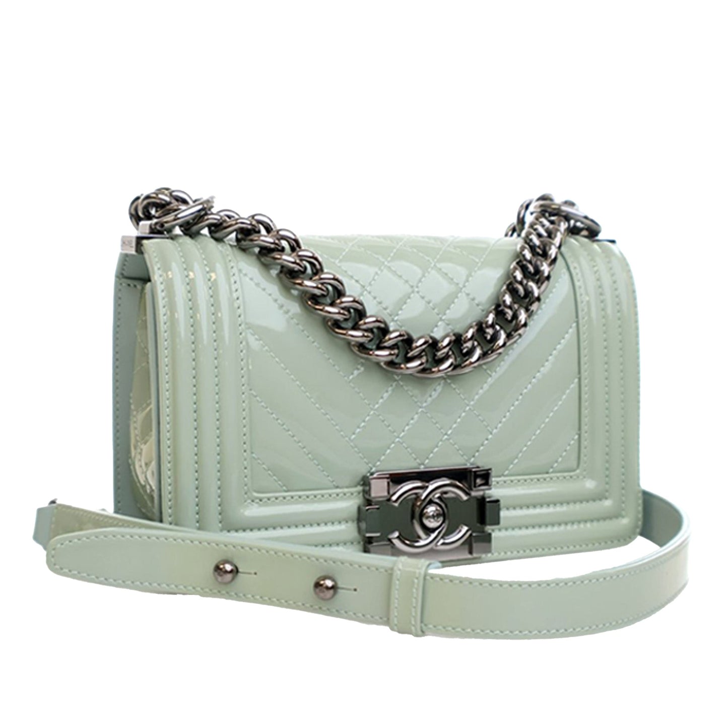 Chanel Small Quilted Patent Boy Flap
