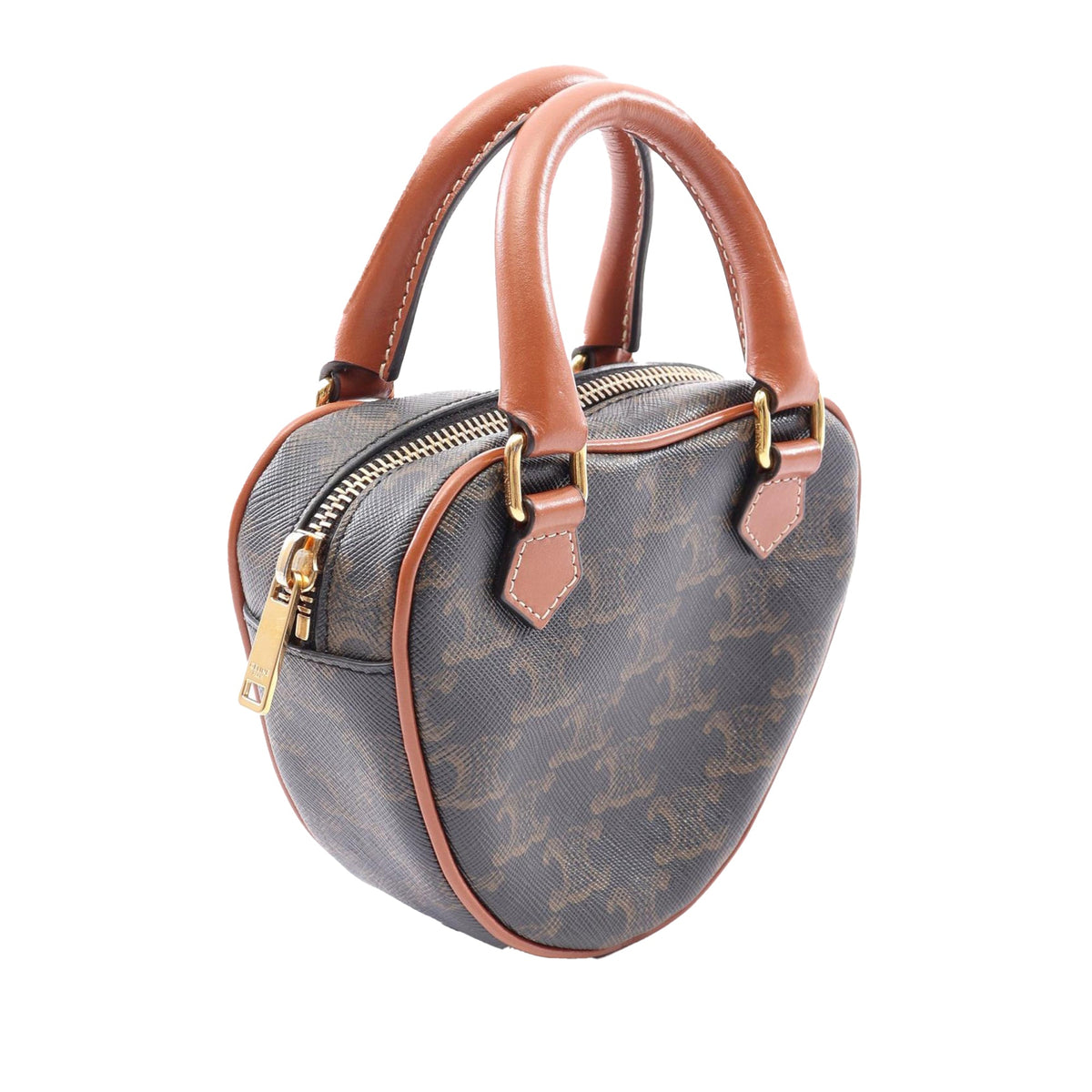 Celine Medium Triomphe Coated Canvas Heart Satchel