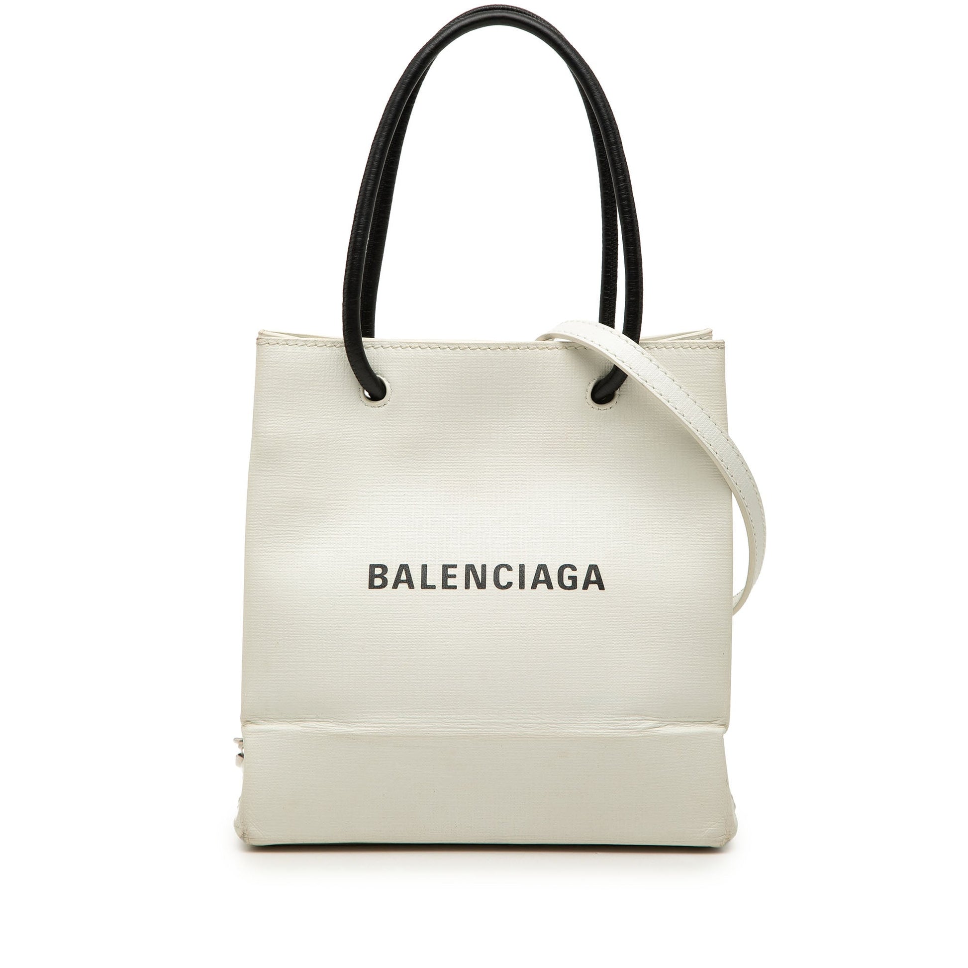 Balenciaga Leather Logo Shopping Tote XXS
