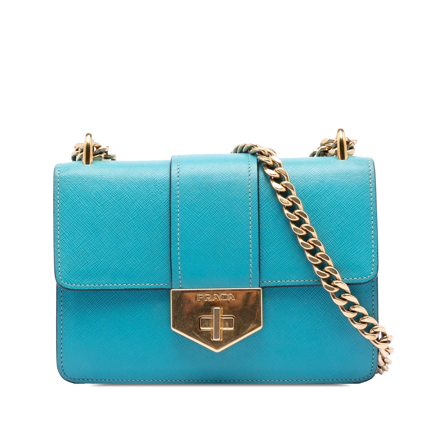 Prada Saffiano Lux Turnlock Chain Crossbody