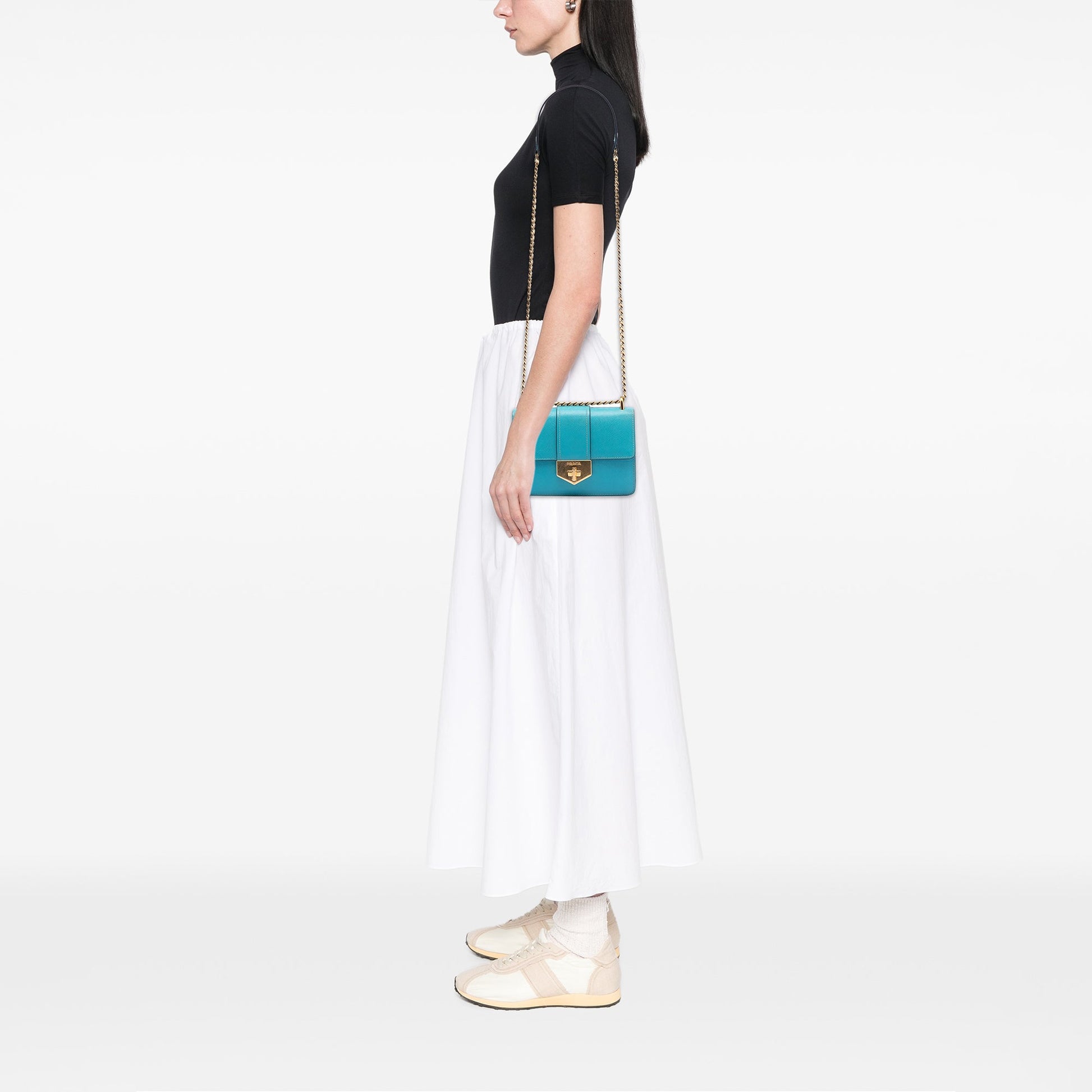 Prada Saffiano Lux Turnlock Chain Crossbody