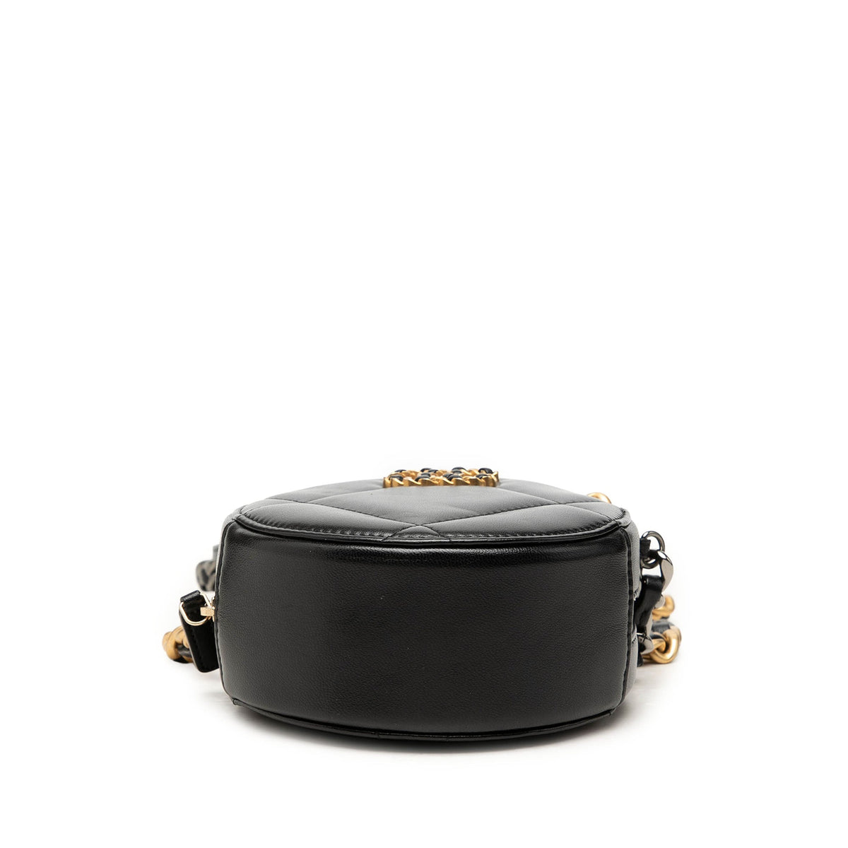 Chanel Lambskin 19 Round Clutch with Chain — Black