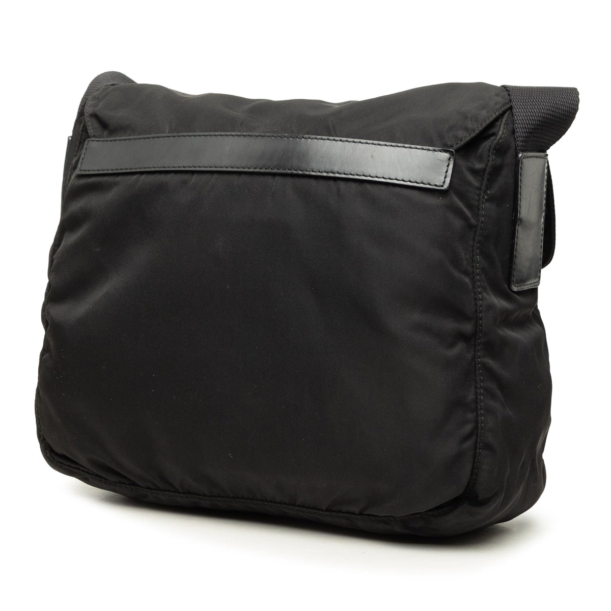 Prada Tessuto Zip Buckle Messenger Bag — Black