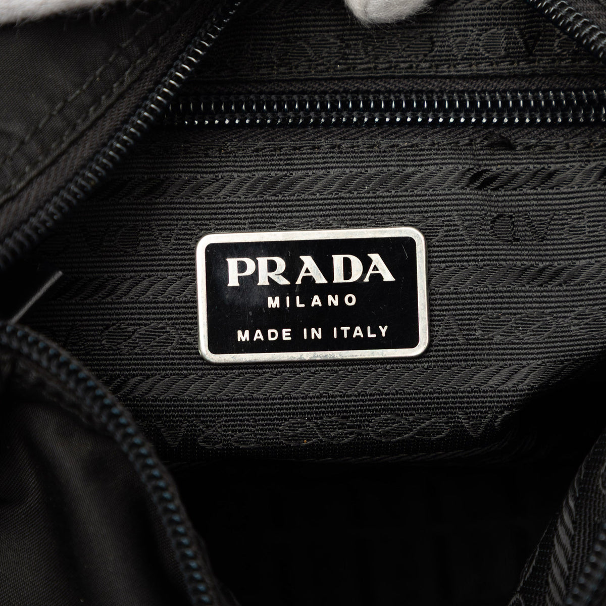Prada Tessuto Zip Buckle Messenger Bag — Black