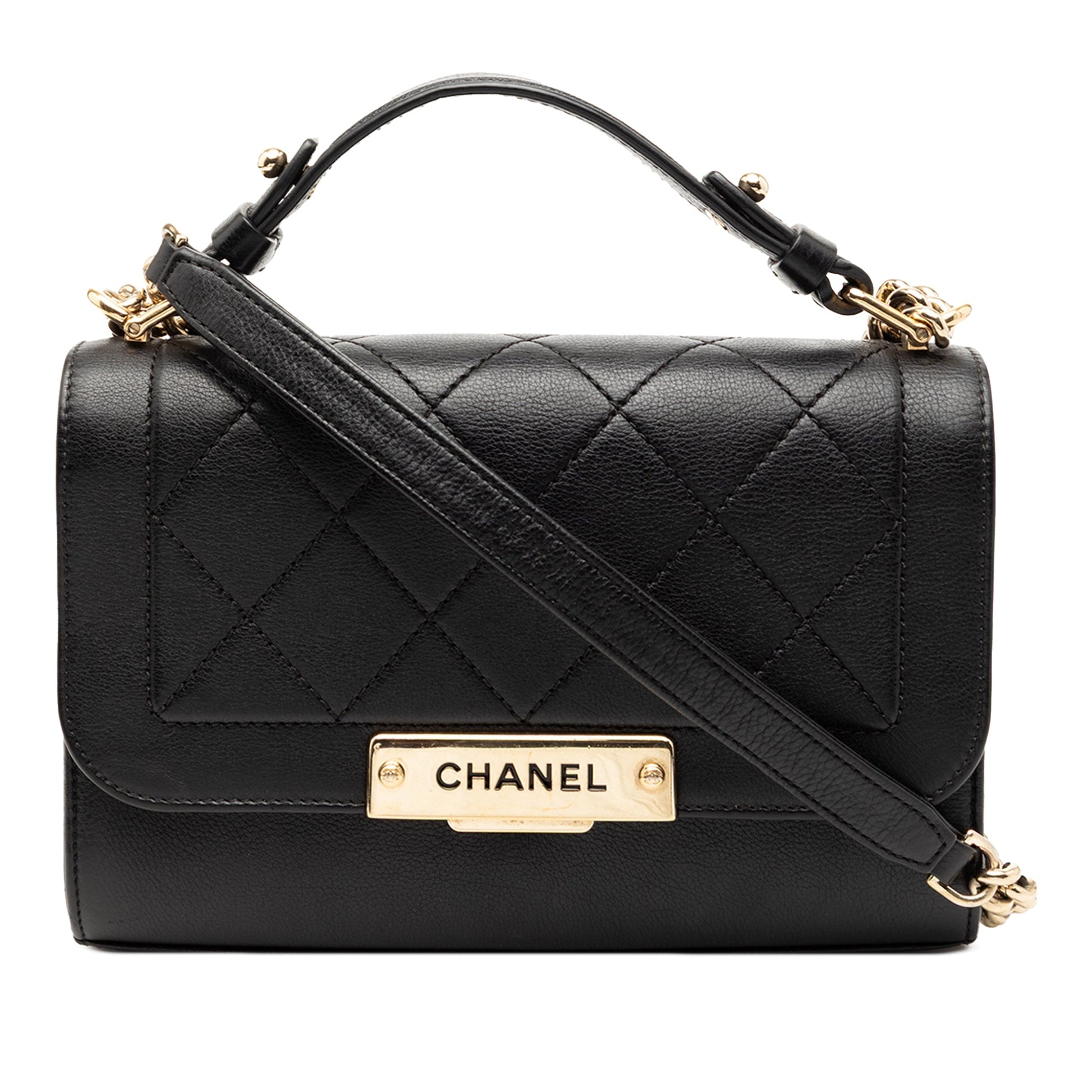 Chanel Small Quilted Grained Calfskin Label Click Flap