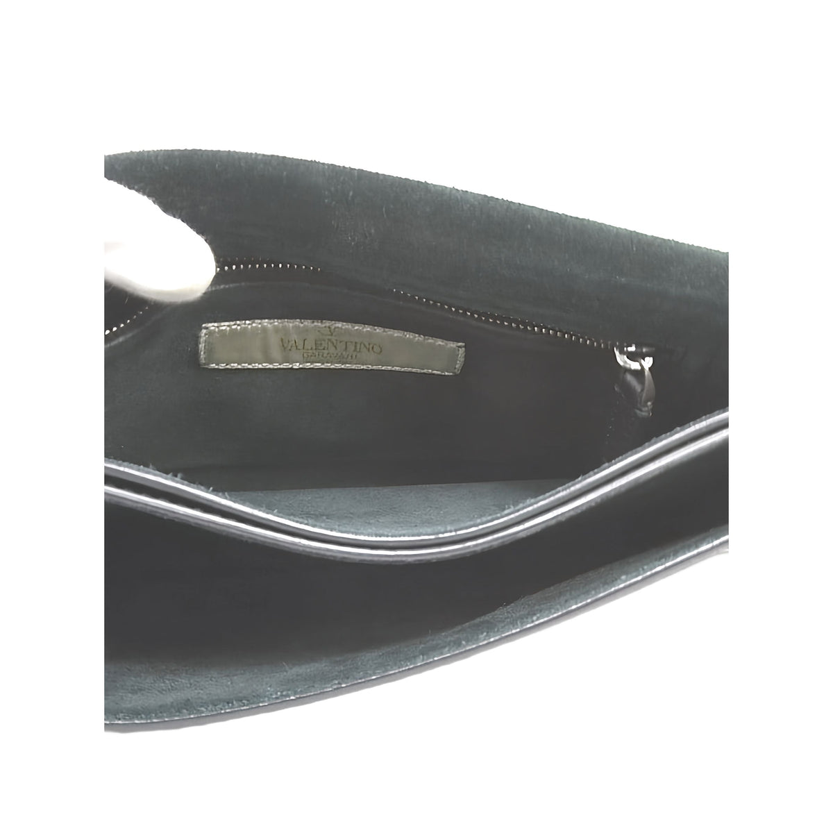 Valentino Leather Rolling Rockstud Wristlet Clutch — Black