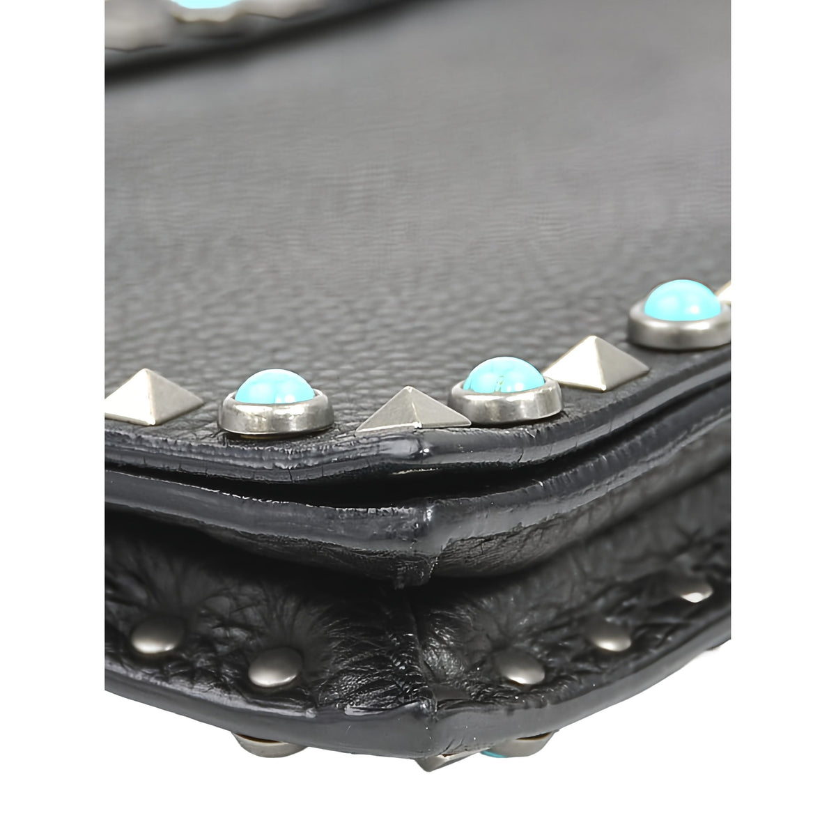 Valentino Leather Rolling Rockstud Wristlet Clutch — Black