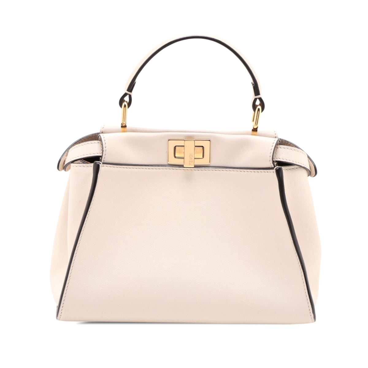 Fendi Mini Leather Peekaboo Iconic Satchel — White