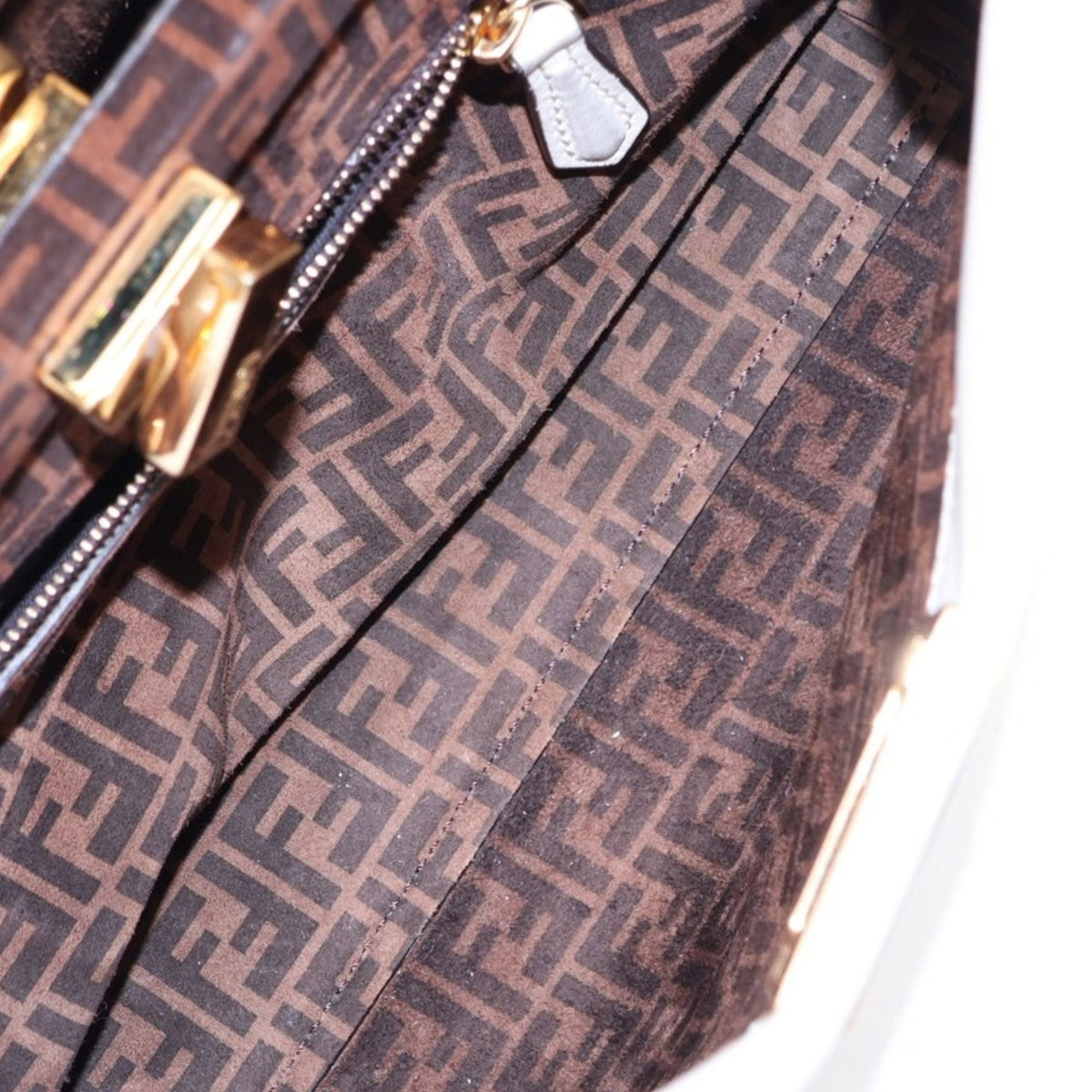 Fendi Mini Leather Peekaboo Iconic Satchel — White
