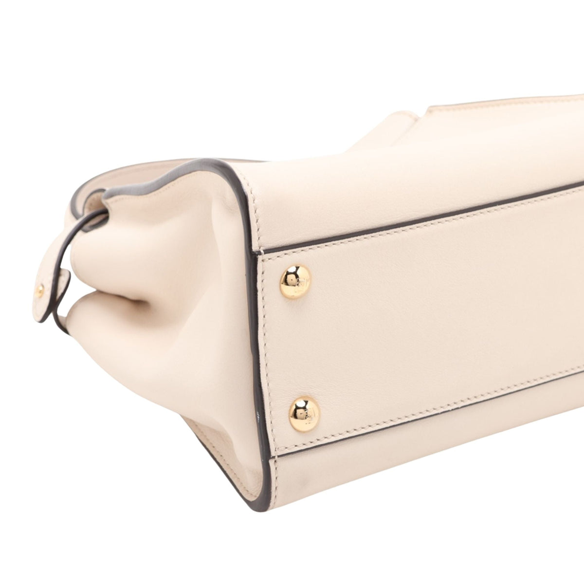 Fendi Mini Leather Peekaboo Iconic Satchel — White