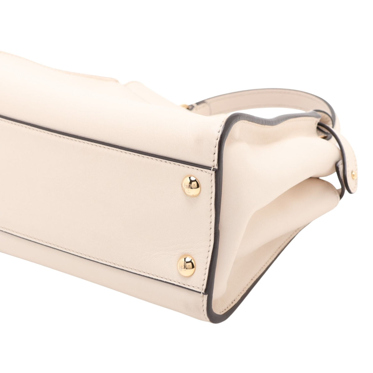 Fendi Mini Leather Peekaboo Iconic Satchel — White