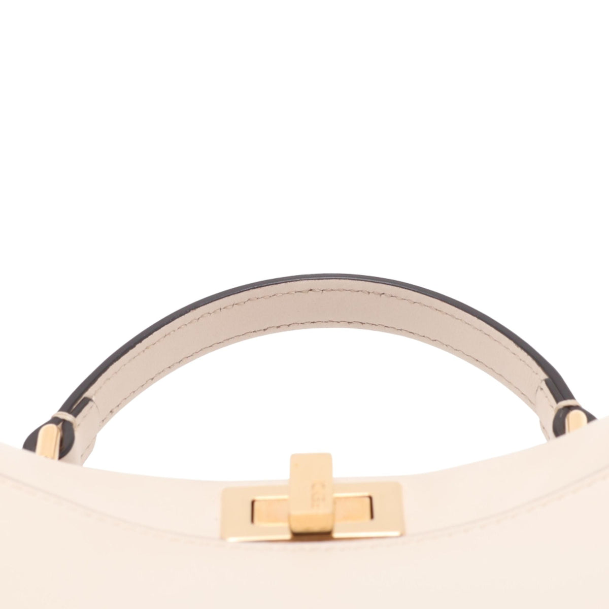 Fendi Mini Leather Peekaboo Iconic Satchel — White