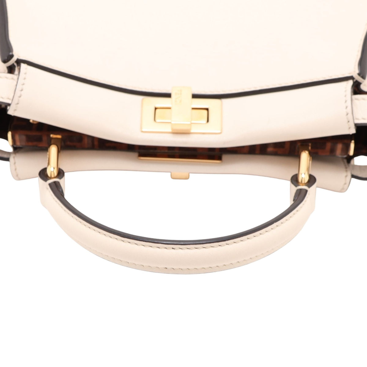 Fendi Mini Leather Peekaboo Iconic Satchel — White