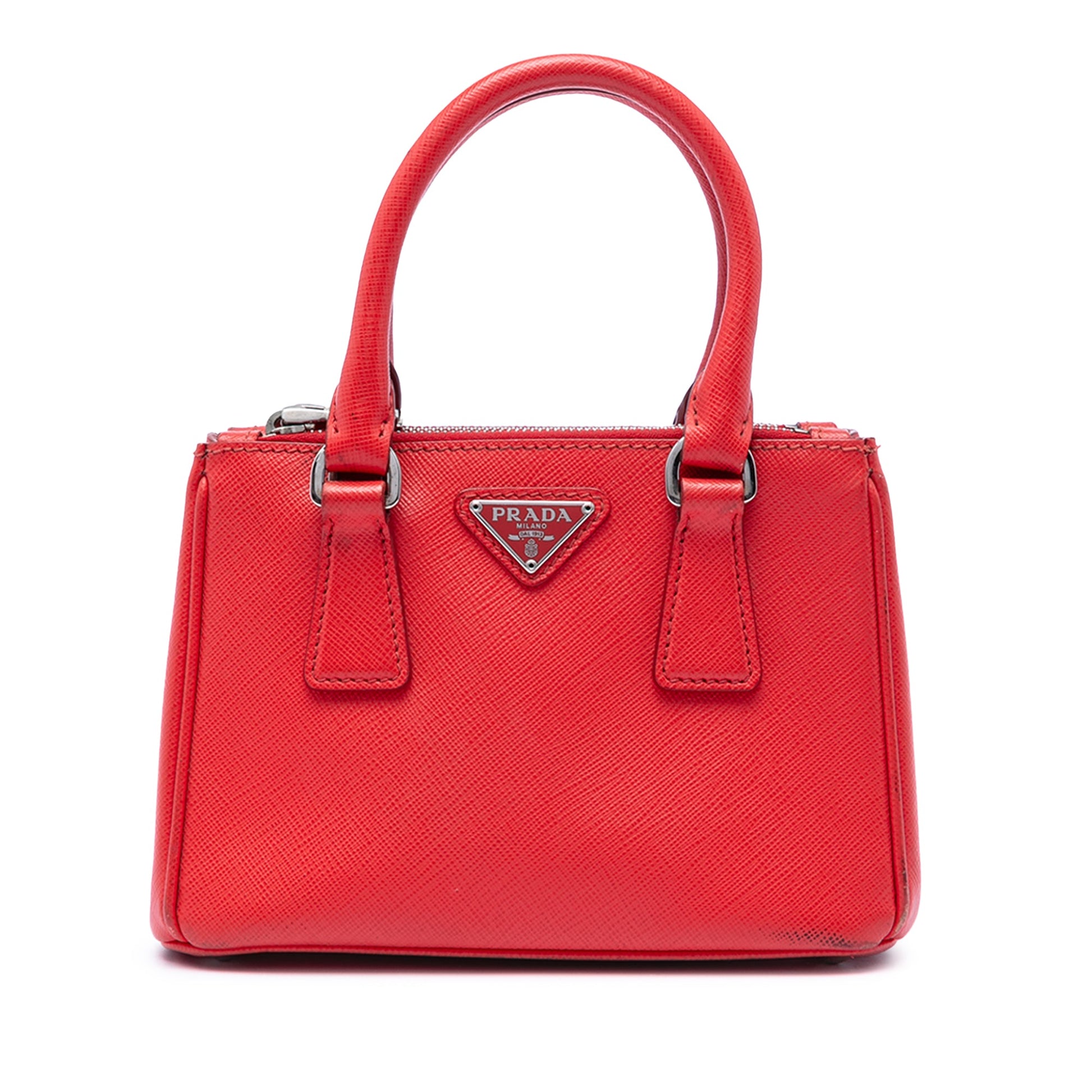 Prada Mini Saffiano Galleria Double Zip Satchel