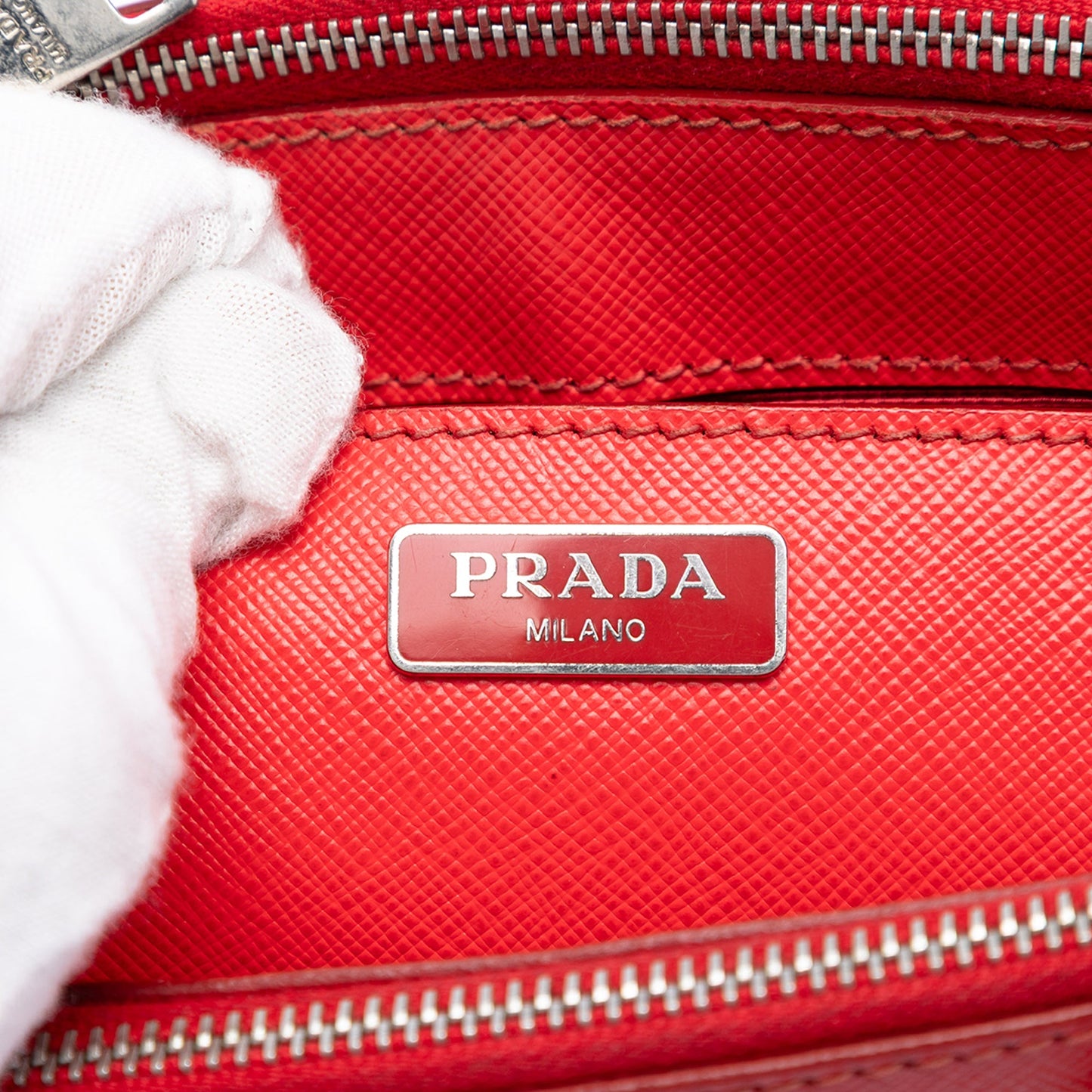 Prada Mini Saffiano Galleria Double Zip Satchel