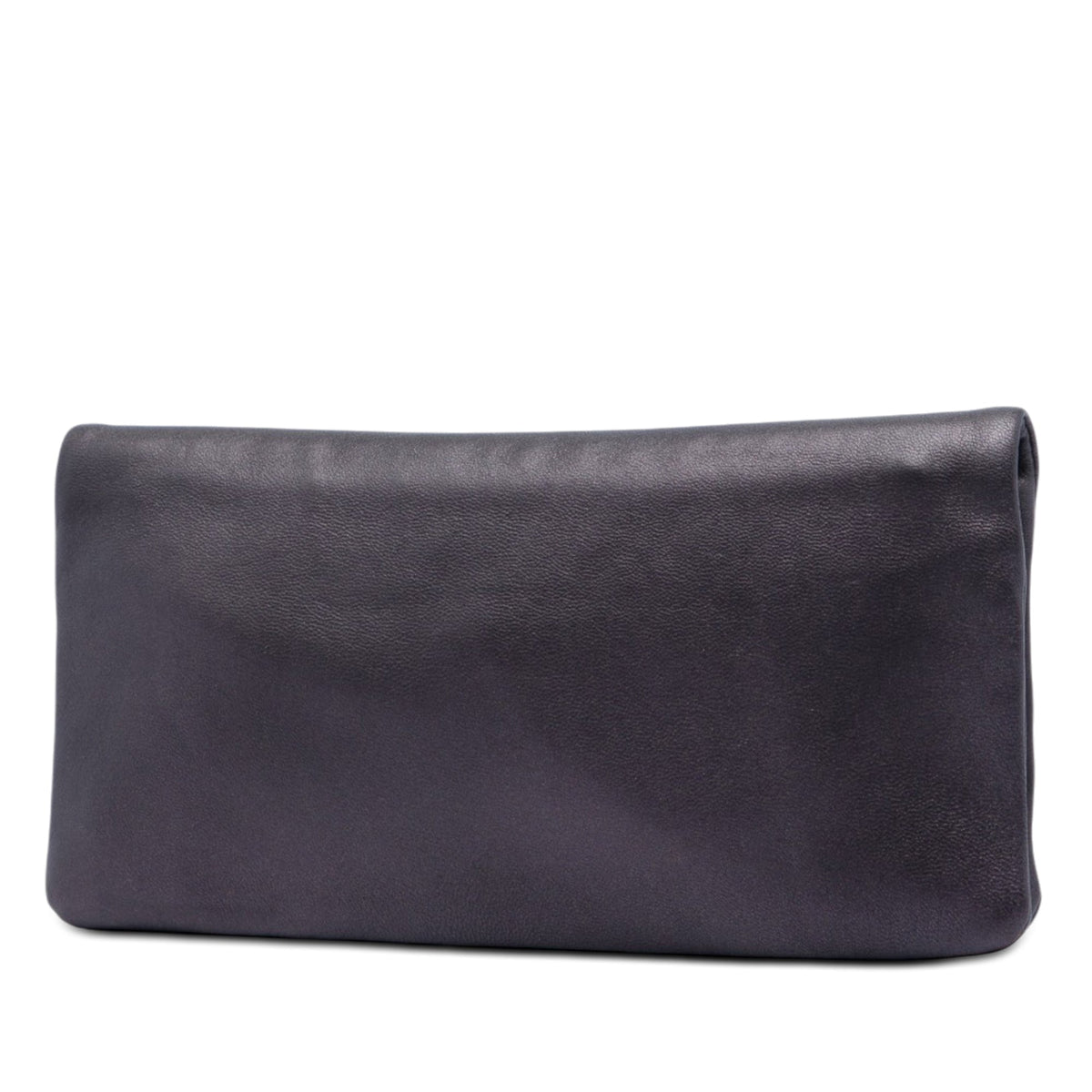 Prada Metallic Soft Calf Fold Over Clutch