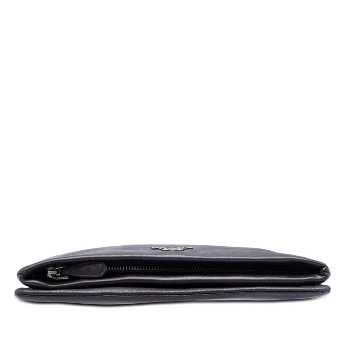 Prada Metallic Soft Calf Fold Over Clutch