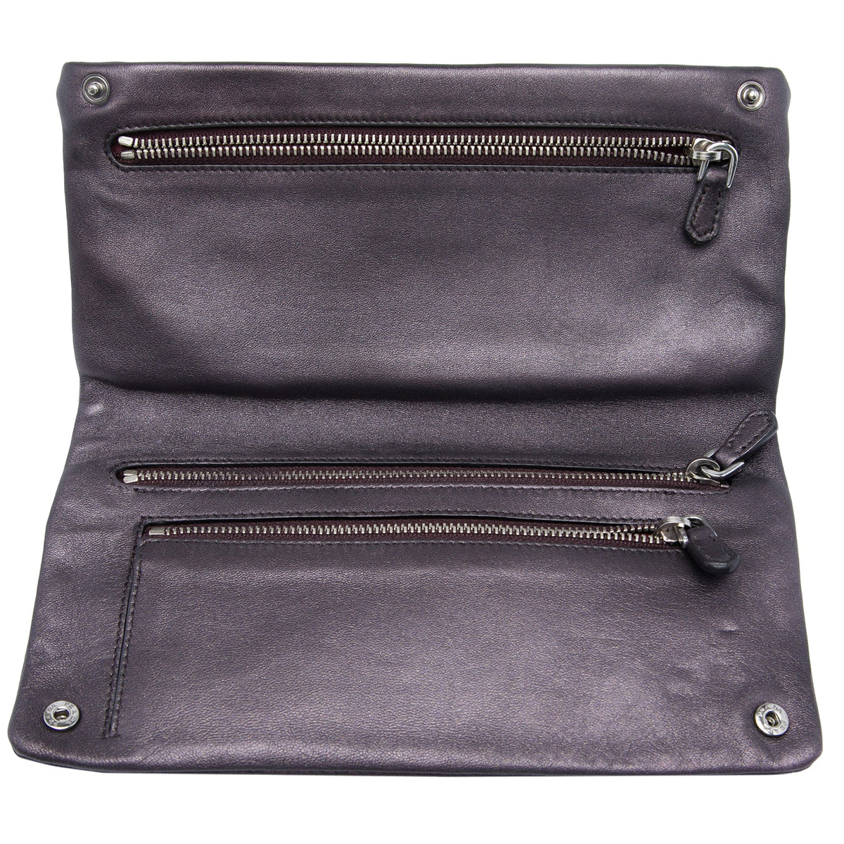 Prada Metallic Soft Calf Fold Over Clutch