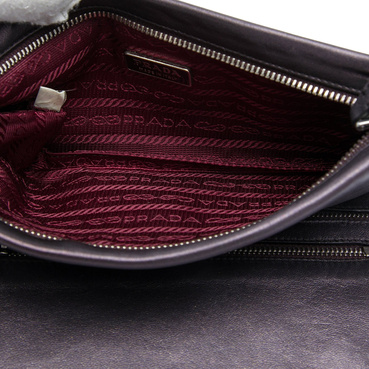 Prada Metallic Soft Calf Fold Over Clutch