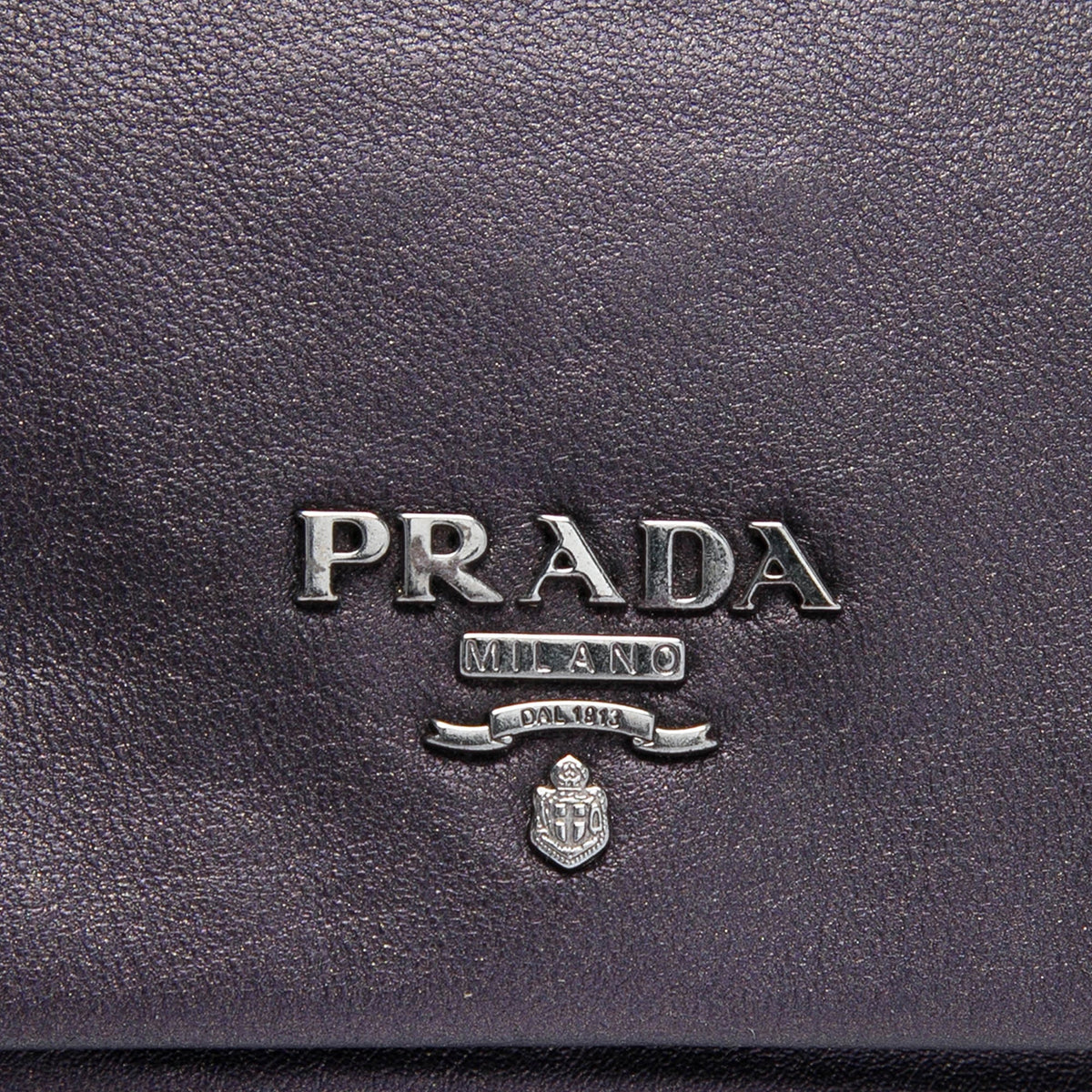 Prada Metallic Soft Calf Fold Over Clutch