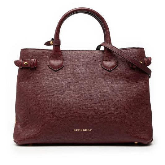 Burberry Medium Leather and House Check Banner Satchel