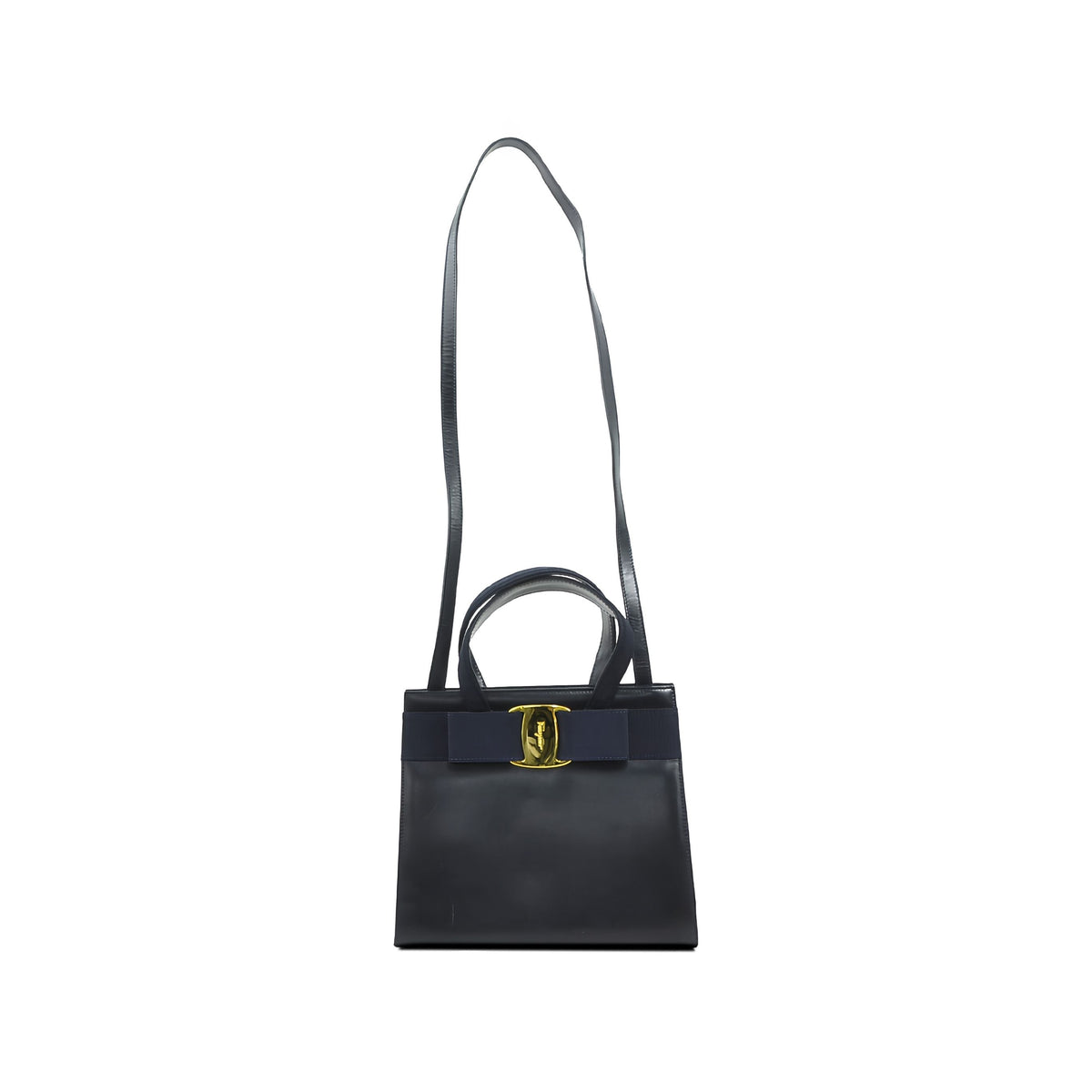 Ferragamo Leather Vara Bow Satchel — Black