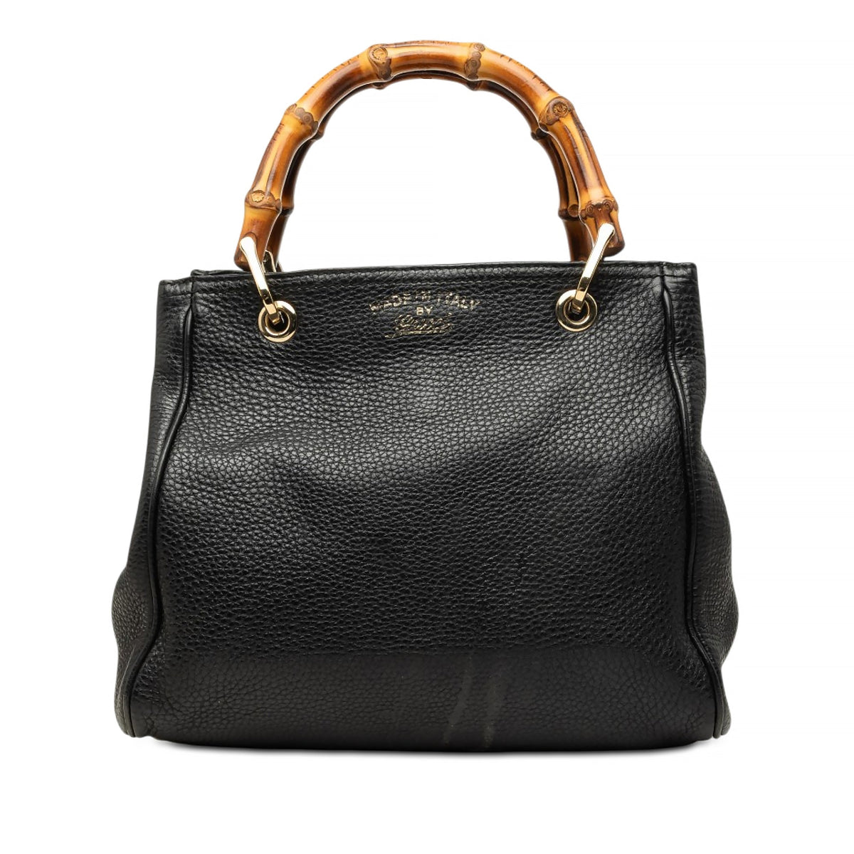Gucci Small Calfskin Bamboo Shopper Satchel — Black