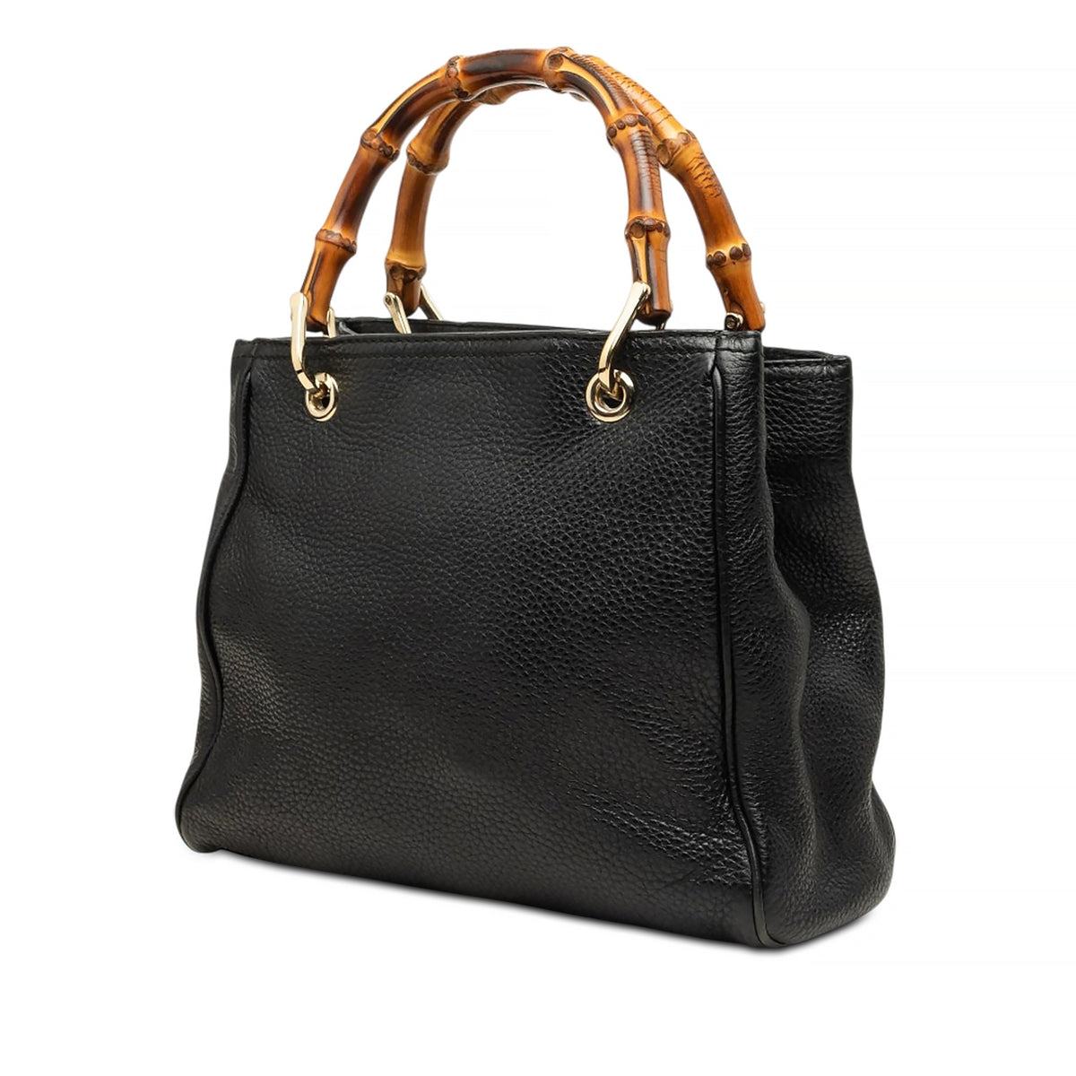 Gucci Small Calfskin Bamboo Shopper Satchel — Black