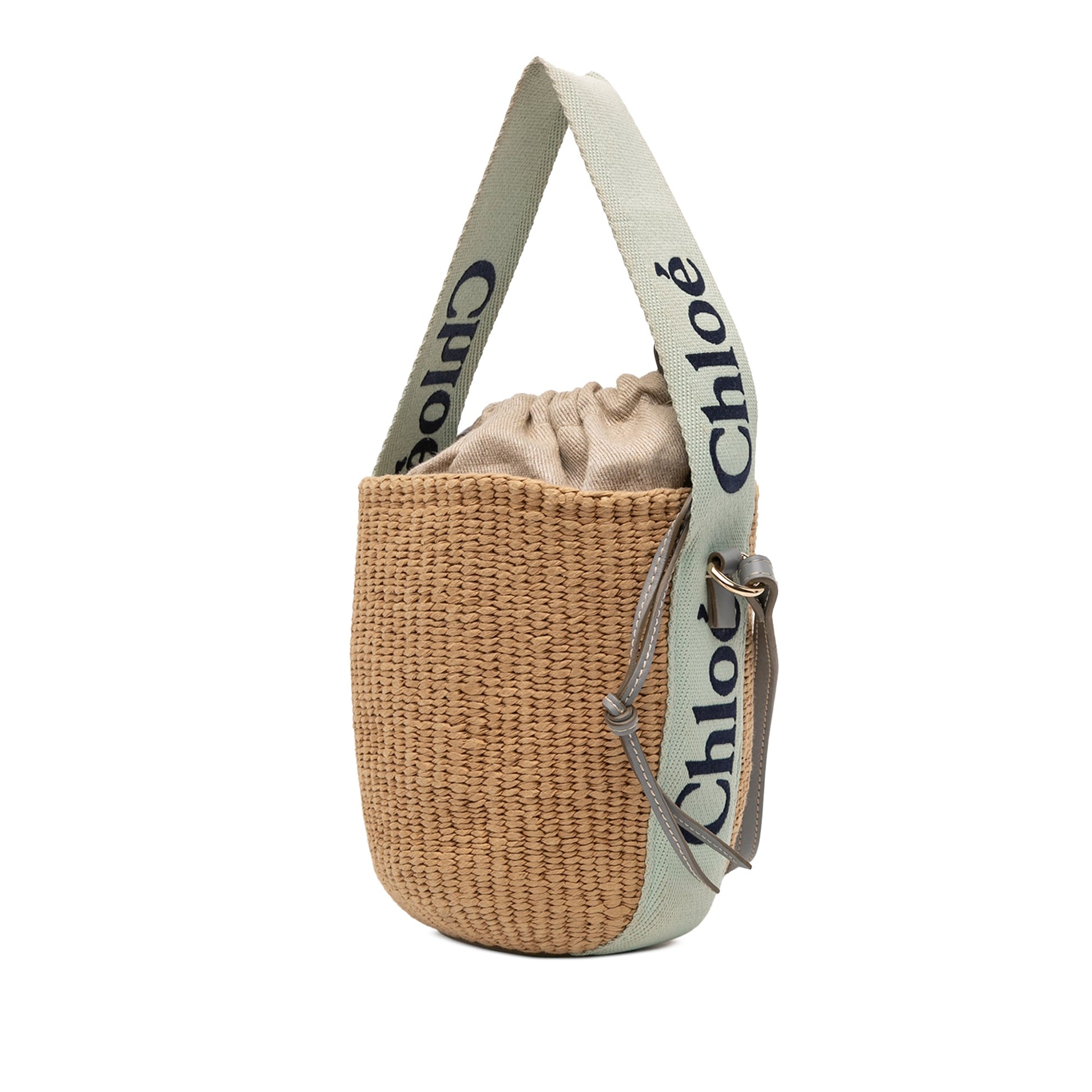 Raffia Drawstring Woody Basket Bag