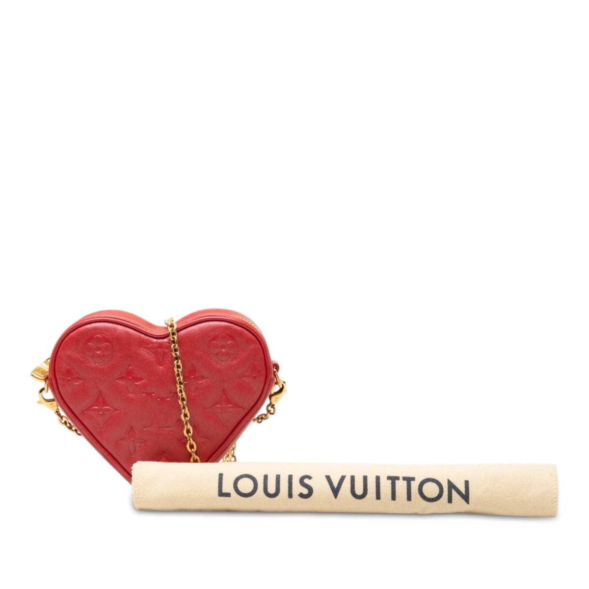 Louis Vuitton Monogram Embossed Lambskin Fall In Love Sac Coeur Heart on Chain
