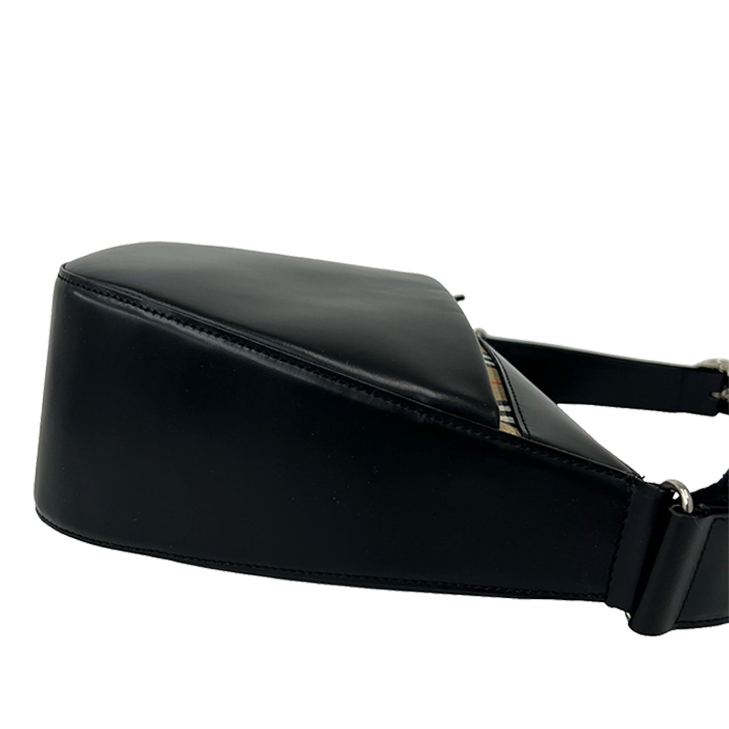 Burberry House Check Canvas Trimmed Leather Shoulder Bag