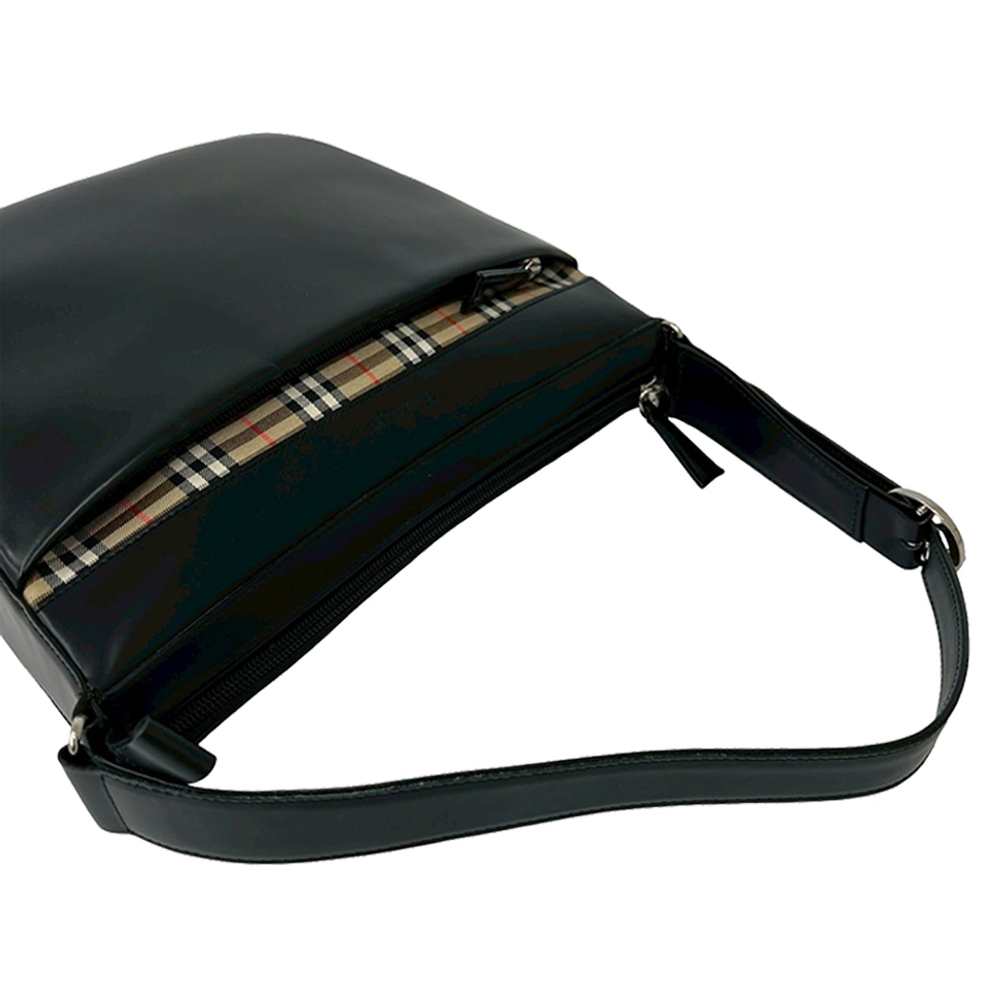 Burberry House Check Canvas Trimmed Leather Shoulder Bag
