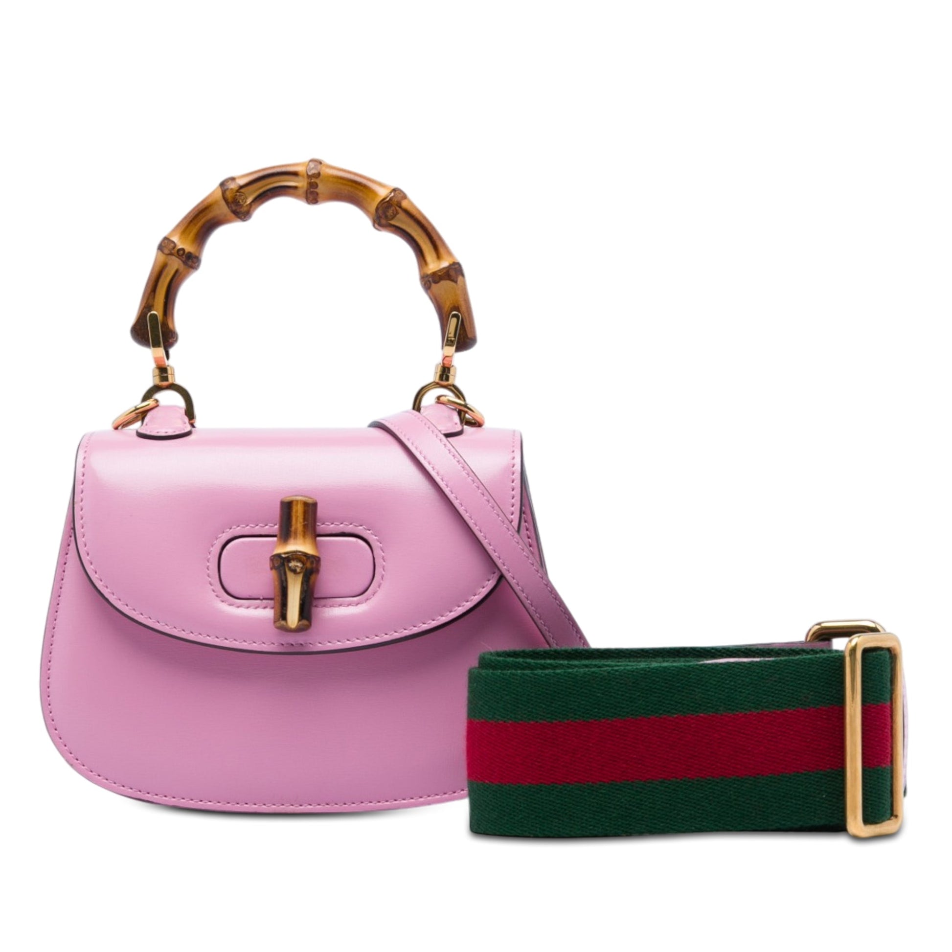 Gucci Mini Calfskin Web 1947 Bamboo Top Handle Bag