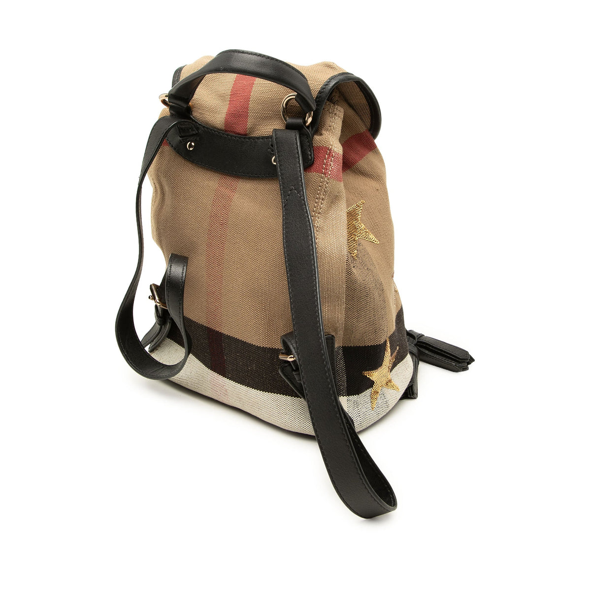 Burberry Mega Check Canvas Star Sequin Backpack — Brown