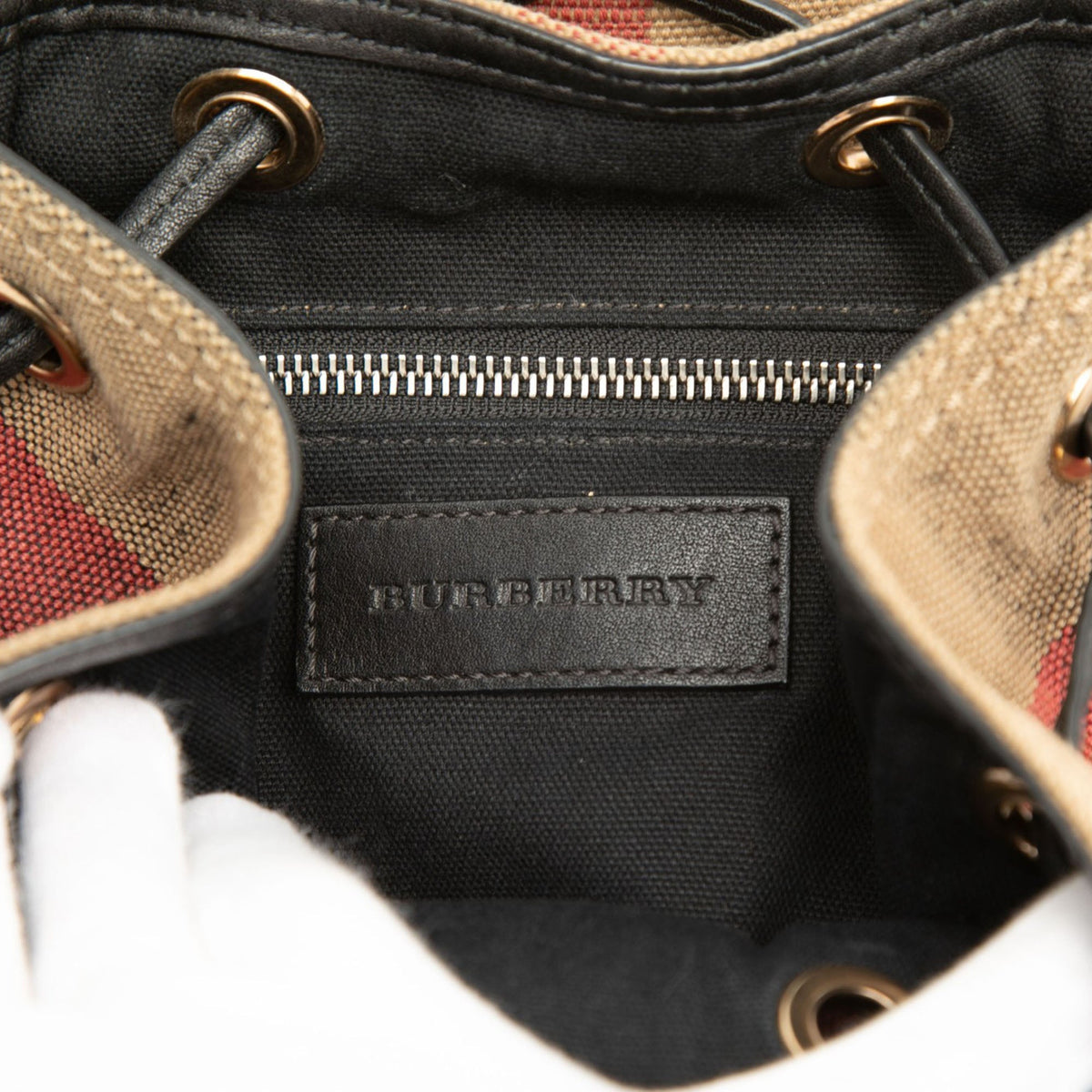 Burberry Mega Check Canvas Star Sequin Backpack — Brown