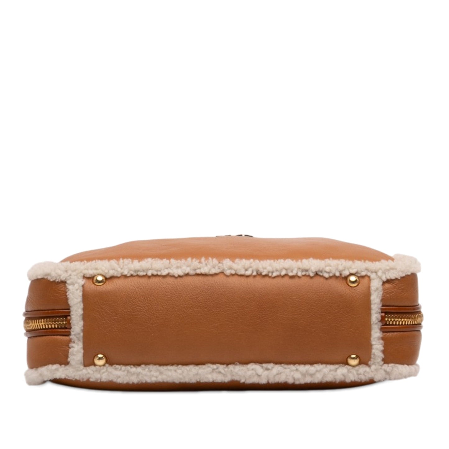 Miu Miu Large Shearling Trimmed Calfskin Logo Beau Shoulder Bag
