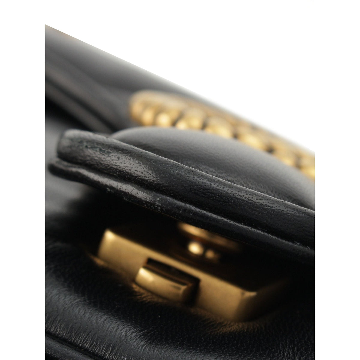 Gucci Medium GG Marmont GG Studded Matelasse Leather Shoulder Bag — Black