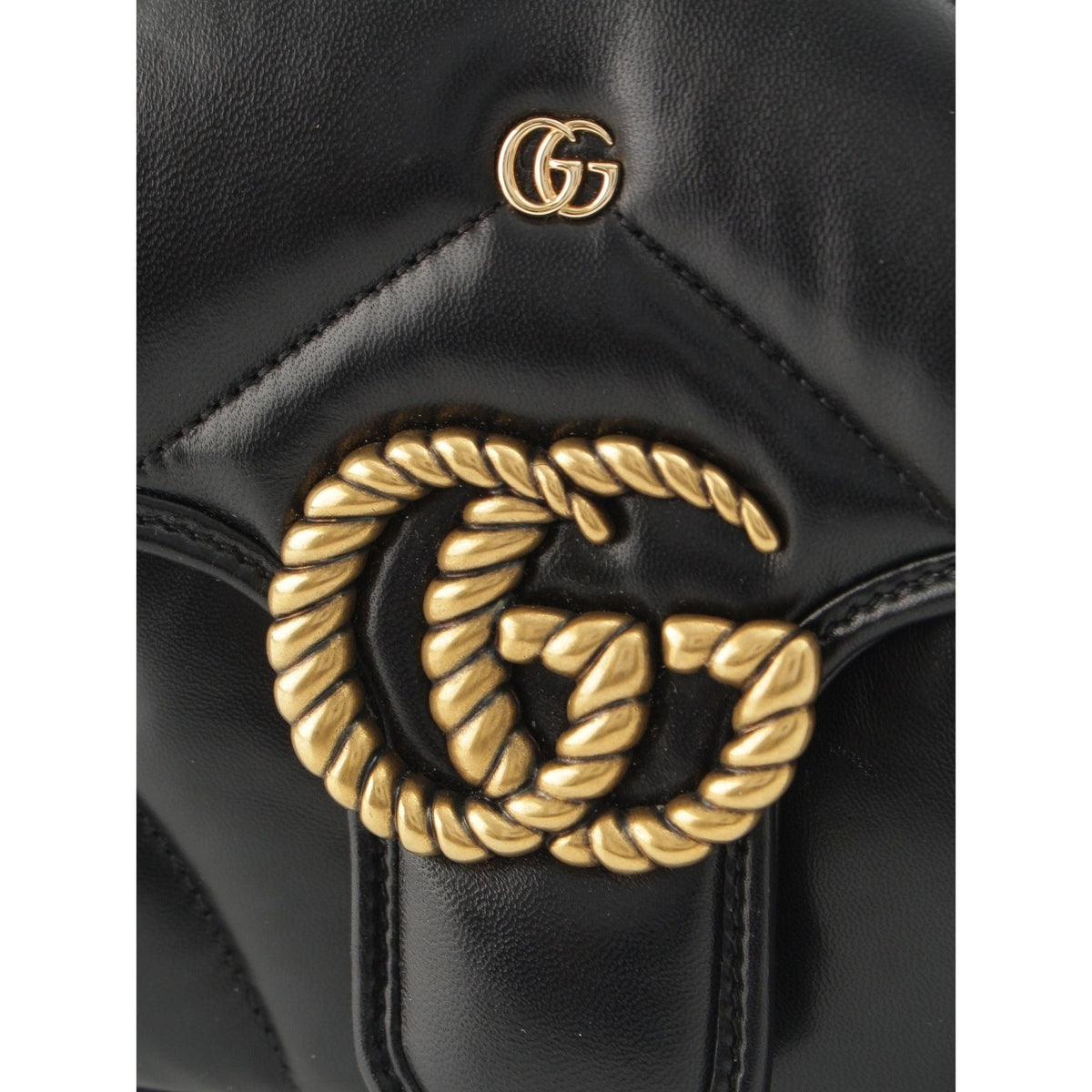 Gucci Medium GG Marmont GG Studded Matelasse Leather Shoulder Bag — Black