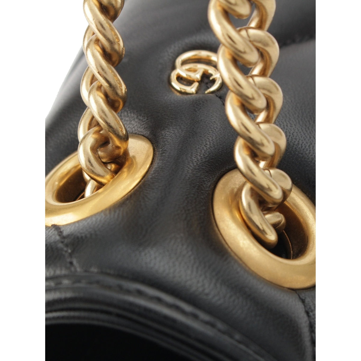 Gucci Medium GG Marmont GG Studded Matelasse Leather Shoulder Bag — Black