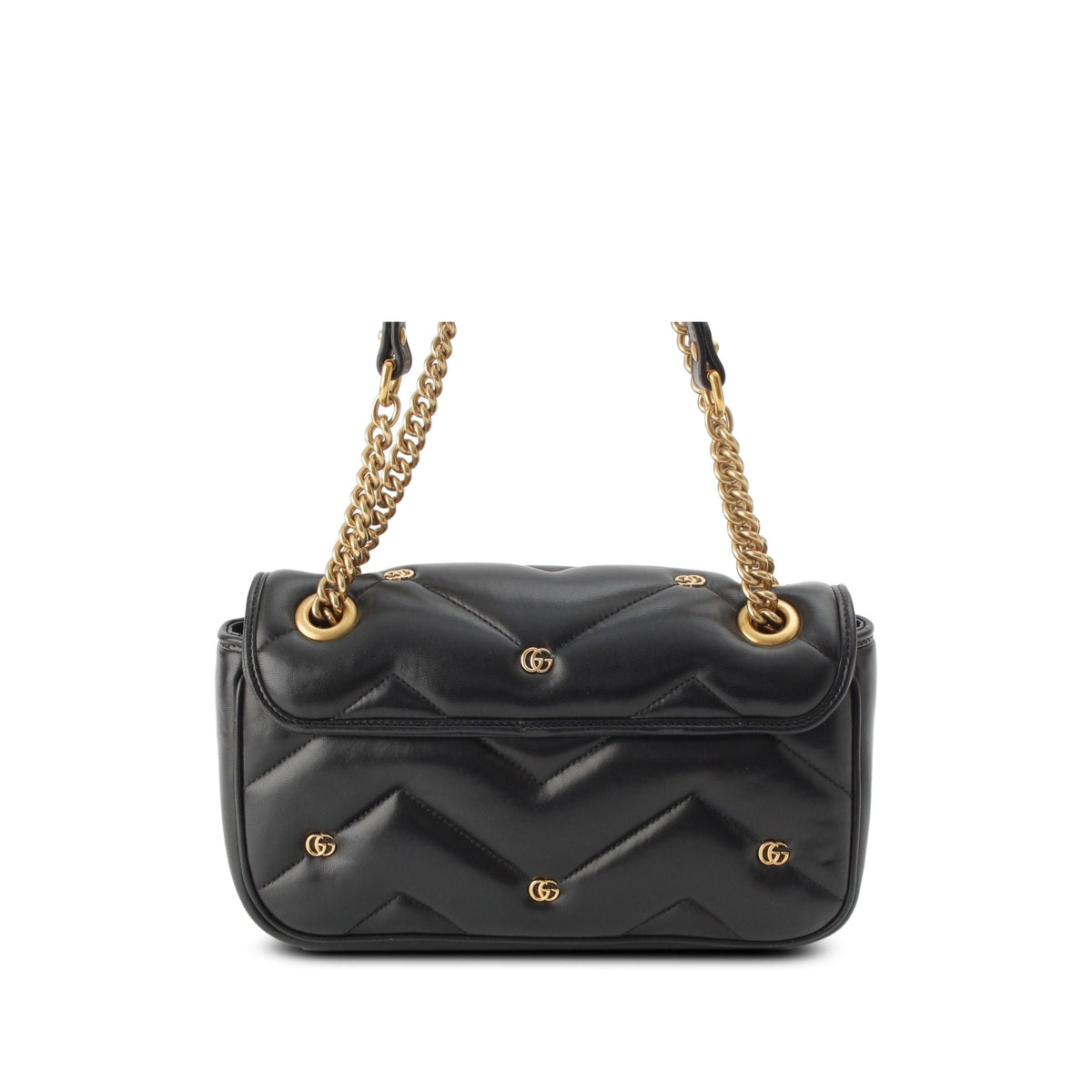 Gucci Medium GG Marmont GG Studded Matelasse Leather Shoulder Bag — Black