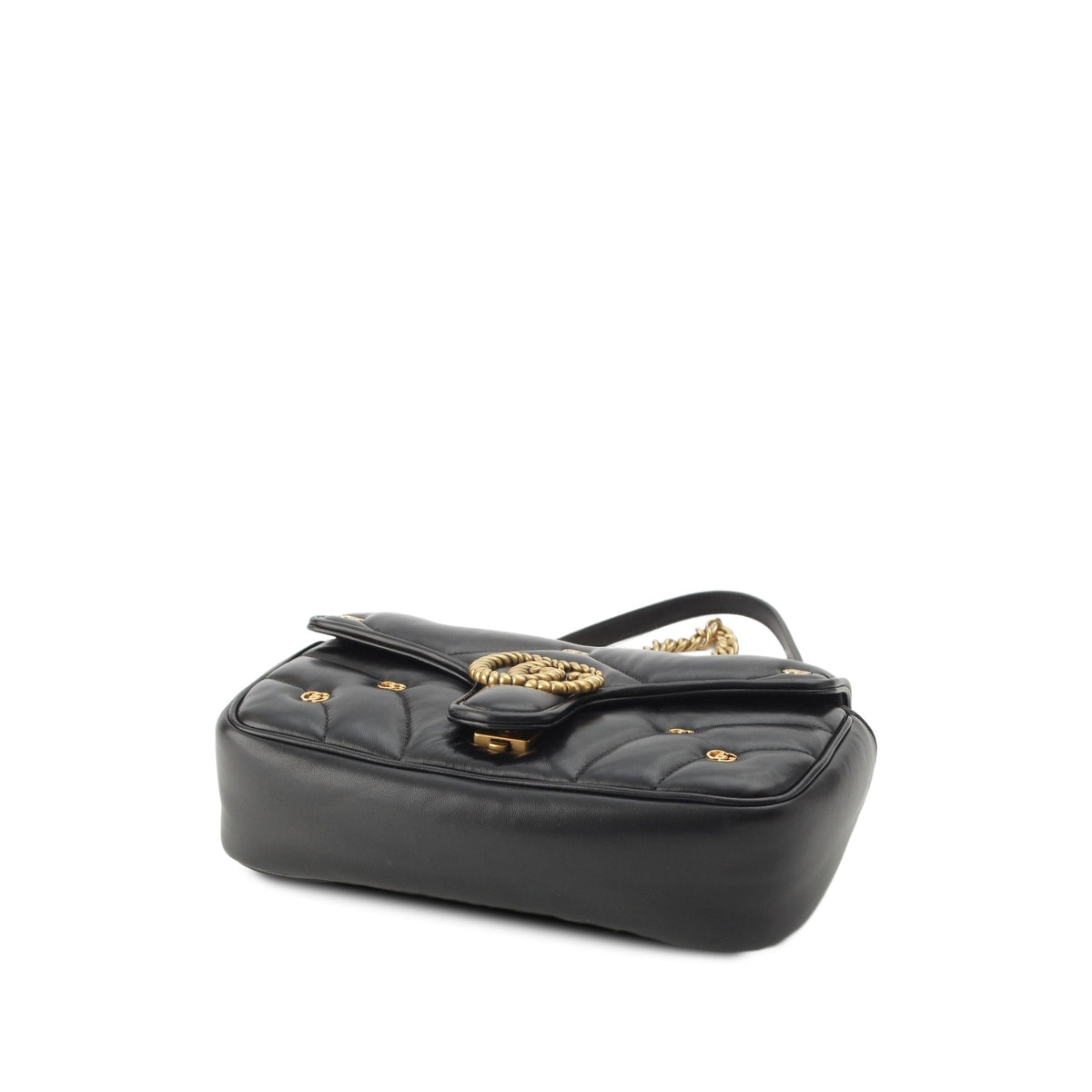 Gucci Medium GG Marmont GG Studded Matelasse Leather Shoulder Bag — Black