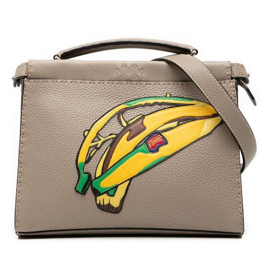 Fendi Sue Tilley Mini Calfskin Romano Selleria Banana Peekaboo Iconic Fit Satchel