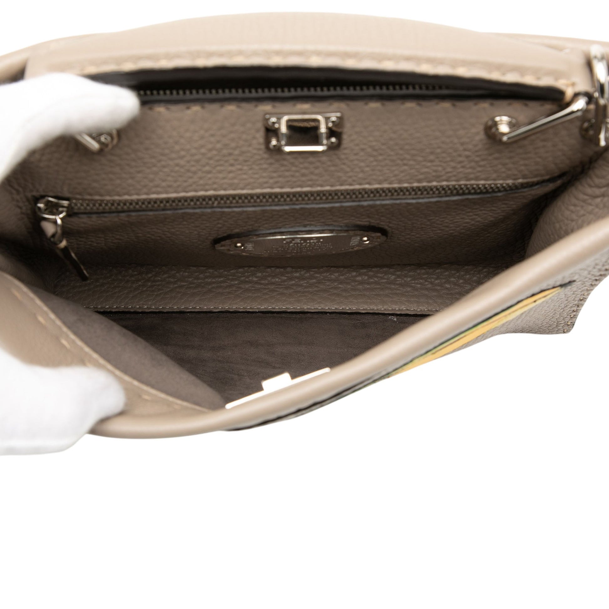 Fendi Sue Tilley Mini Calfskin Romano Selleria Banana Peekaboo Iconic Fit Satchel