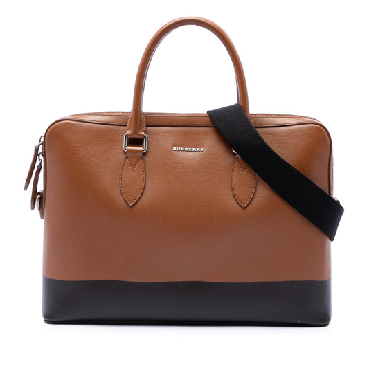 Burberry Bicolor Leather Barrow Business Bag