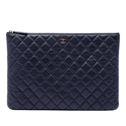 Chanel Large Quilted Caviar O Case Clutch
